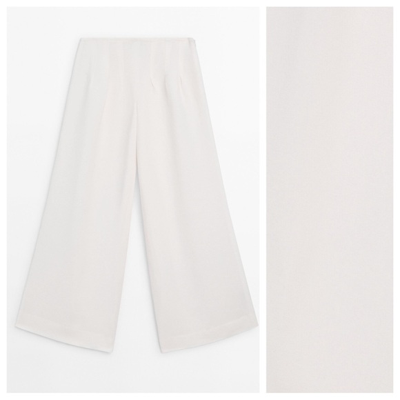 NWT. Massimo Dutti Limited Edition Ivory Wool/Viscose/Silk Blend Trousers Size 4 - Picture 4 of 13